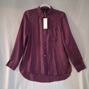 Eileen Fisher Deep Purple Button-Up Shirt